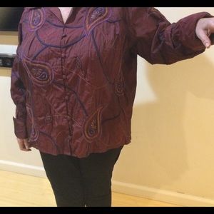 Marina Ronaldinho Silk Dark Burgundy Blouse USA 20